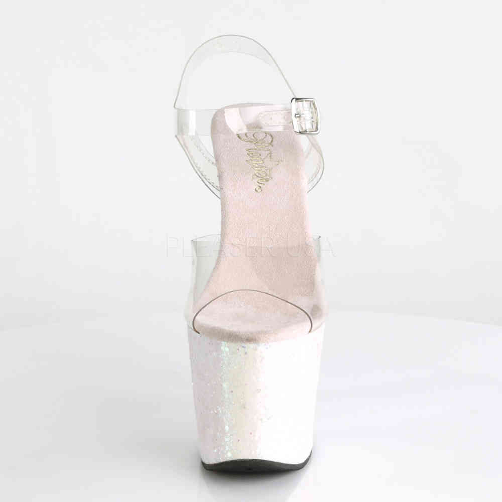 Pleaser - UNICORN708LG Sandale à bride à la cheville, Pole dance chaussures - Chaussures de pole dance - Transparent